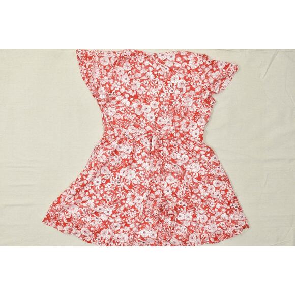 Lane Bryant Women's Plus Size 16 Red Floral Wrap V-Neck Mini Dress Short Sleeve - Picture 8 of 8